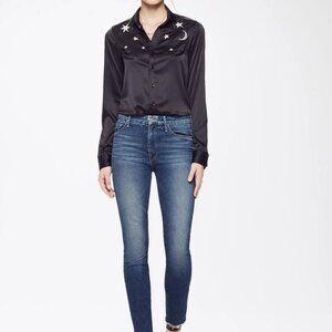 MOTHER The Looker Ankle Fray Raw Hem Jeans, Size 24